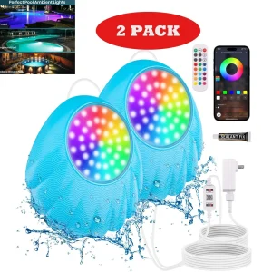 2 x Underwater Swimming Pool Lights 33 LED Submersible Pond Fountain Lights