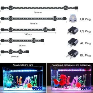 Aquarium Fish Tank Submersible LED Light Lamp Tube Bar White & Blue - UK Plug
